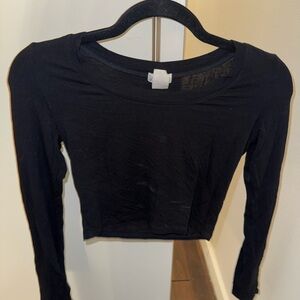Black Long Sleeve Crop Top